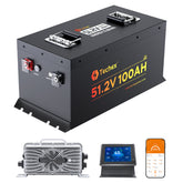 Techex 48V Lithium Battery Golf Cart, LCD Monitor/ Bluetooth App, 200A BMS with 600A Peak Current, Complete kit with 58.4V 18A charger, Metal Case