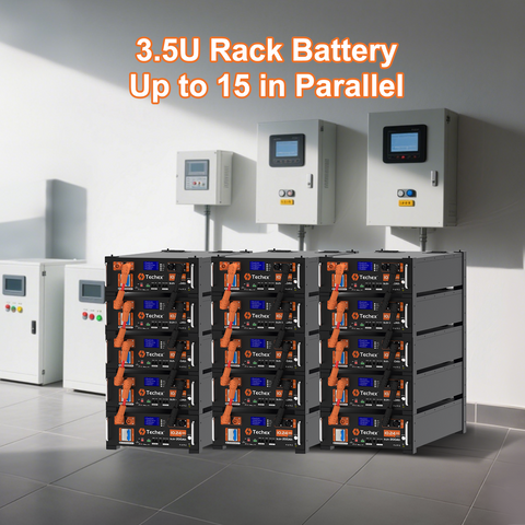 Techex 48V 200Ah Server Rack Battery LiFePO4, 200A BMS with Inverter Communication, 10.24kWh Solar Battery with WiFi & Bluetooth Monitoring, Fire Suppression for Off-Grid, Backup